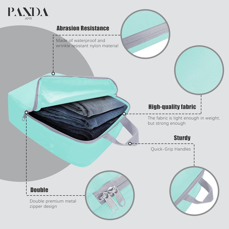 PANDA JOYS 4 Set Compression Packing Cubes Travel - Travel Accessories Expandable Packing Organizers for Carry On - Essentials Luggage Bags - Light Teal - Image 4